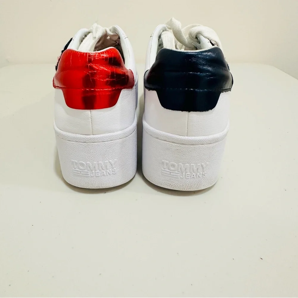 Tommy Jeans TJ85 Icon Platform Sneakers White‎ Leather Women's Size 9,5